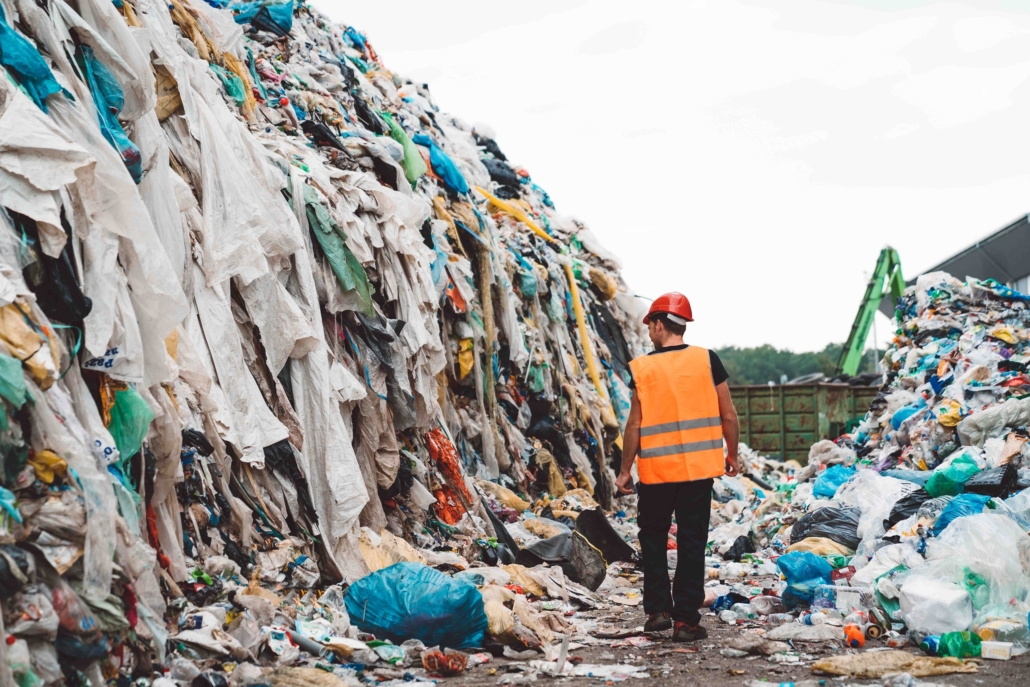 Landfill filled with fast fashion clothes