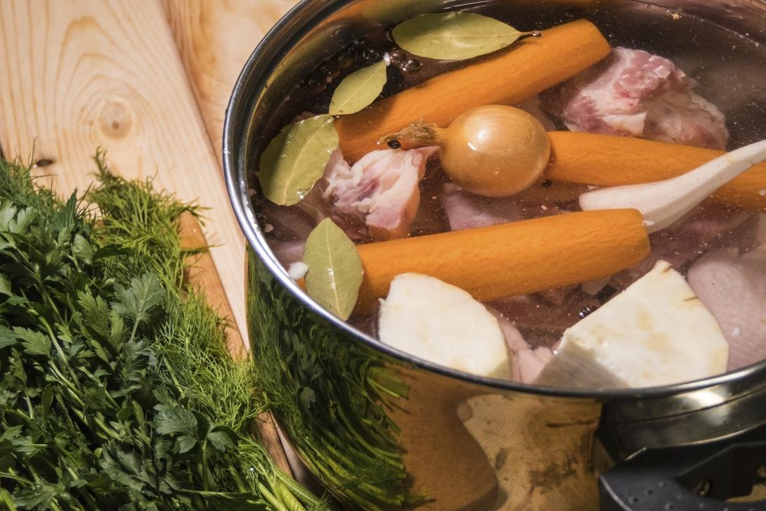 homeade broth on a pot
